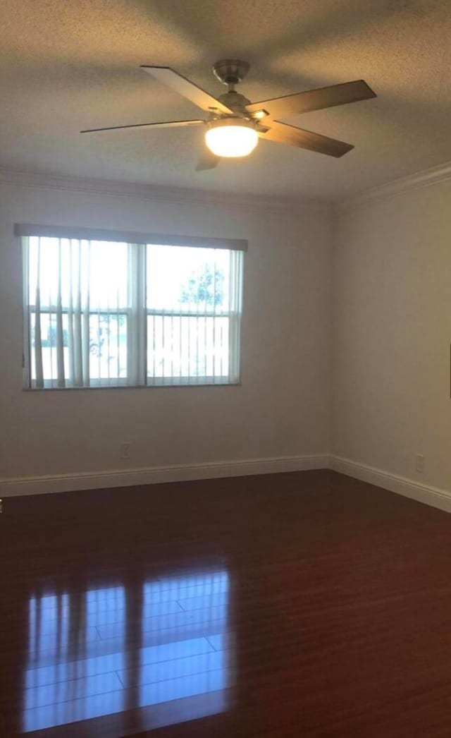 unfurnished room featuring a wealth of natural light, crown molding, and ceiling fan