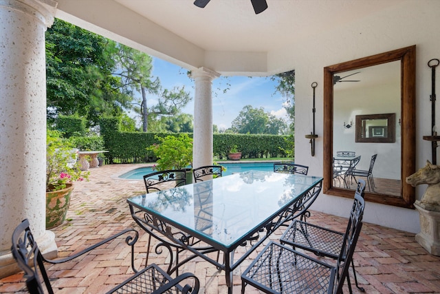 view of patio featuring a fenced in pool