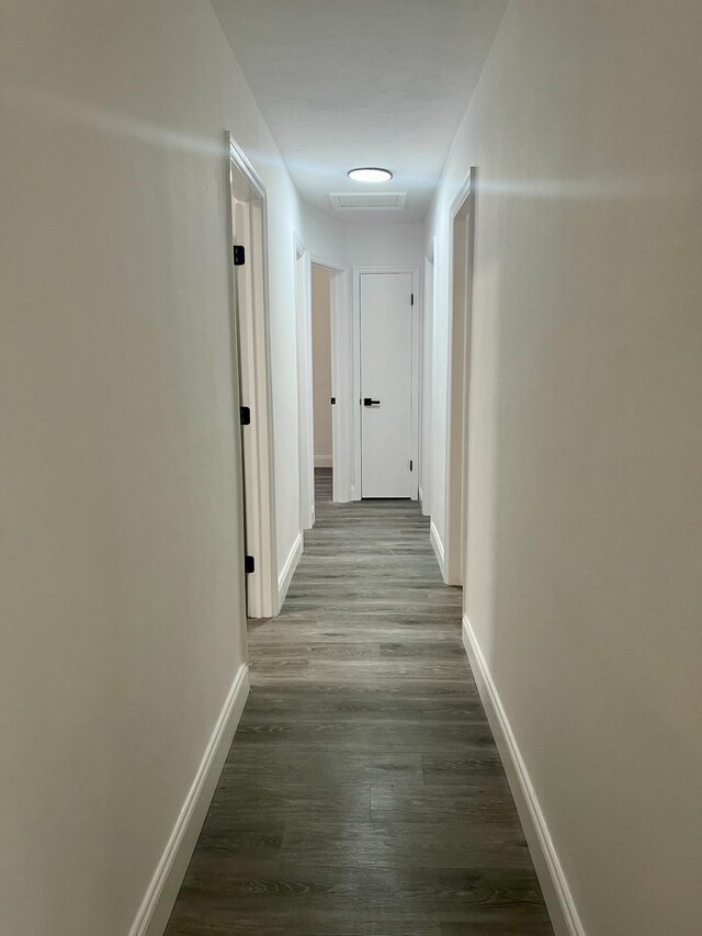 hall featuring dark hardwood / wood-style floors