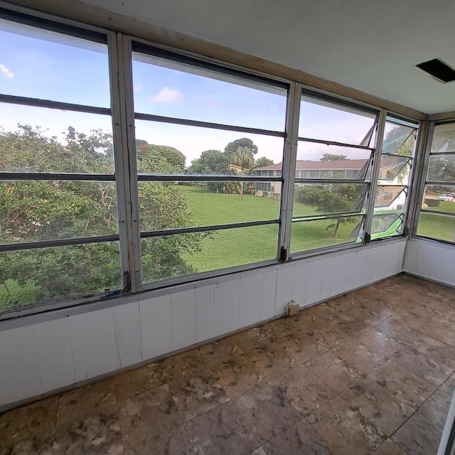 view of unfurnished sunroom