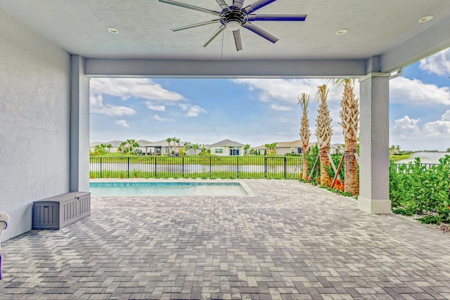 view of patio with ceiling fan