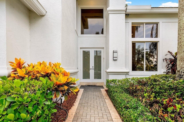 doorway to property featuring french doors