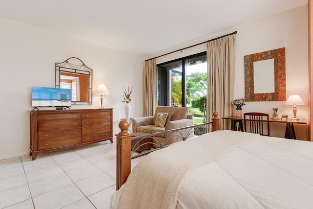 bedroom with light tile patterned flooring