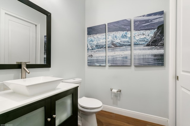 11780 Otter Run, Lake Worth, FL 33449 - half bath with toilet, baseboards, wood finished floors, and vanity