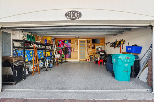 garage with electric panel