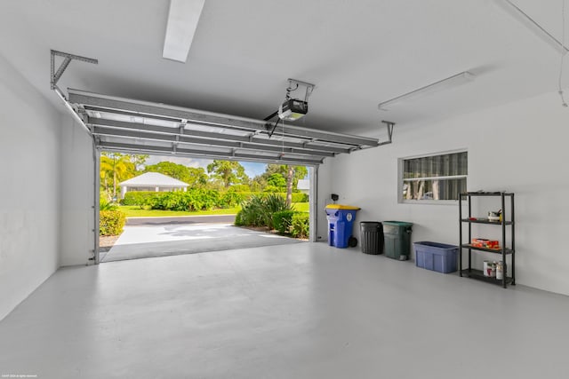 garage with a garage door opener