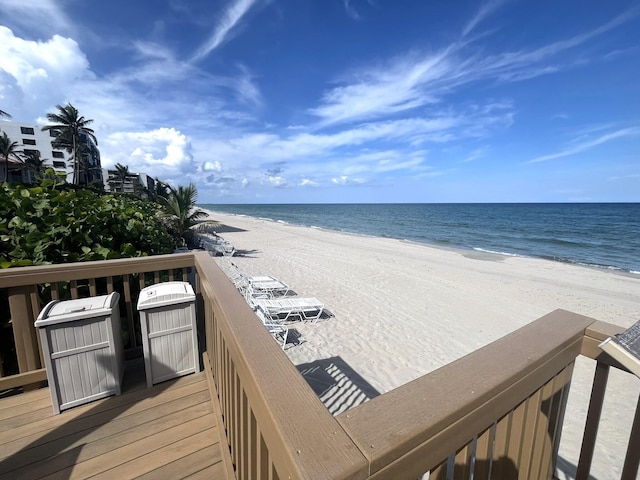 exterior space featuring a view of the beach