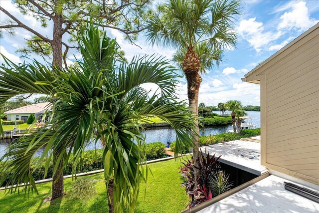 view of yard with a water view