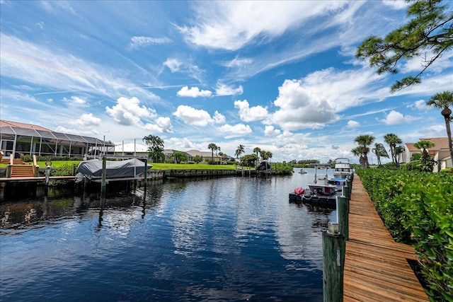 view of dock featuring a water view