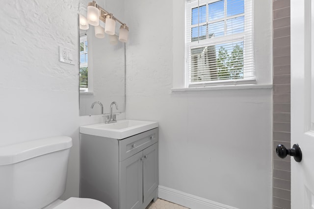 bathroom with toilet and vanity