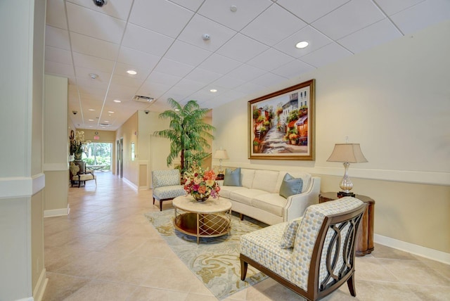 view of tiled living room