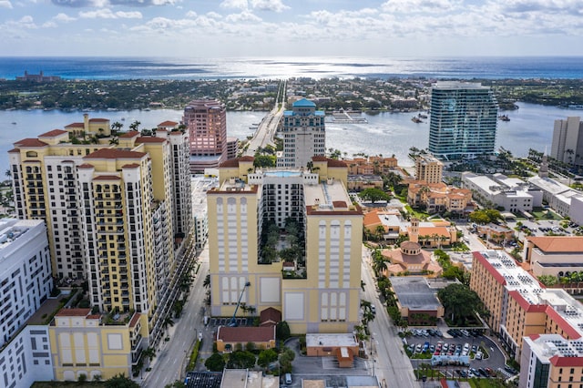 bird's eye view featuring a water view