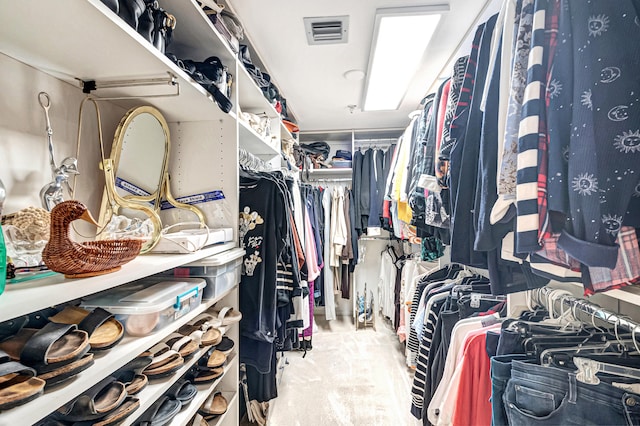 walk in closet with carpet floors