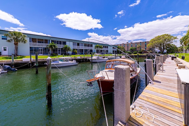 dock area featuring a water view