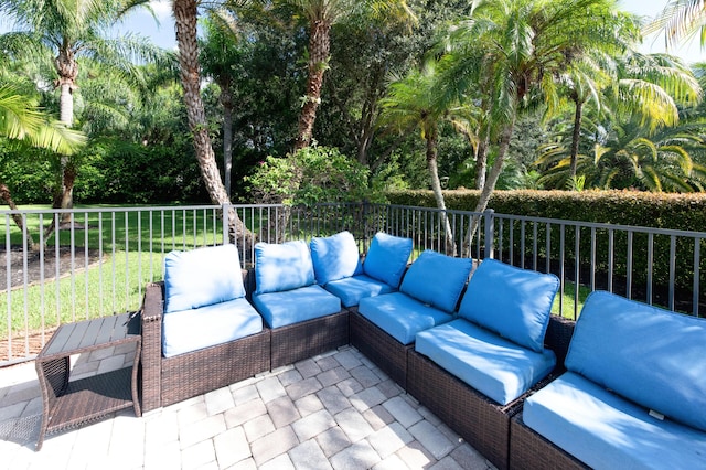 view of patio featuring an outdoor hangout area