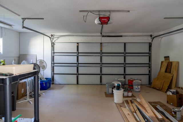 garage with a garage door opener