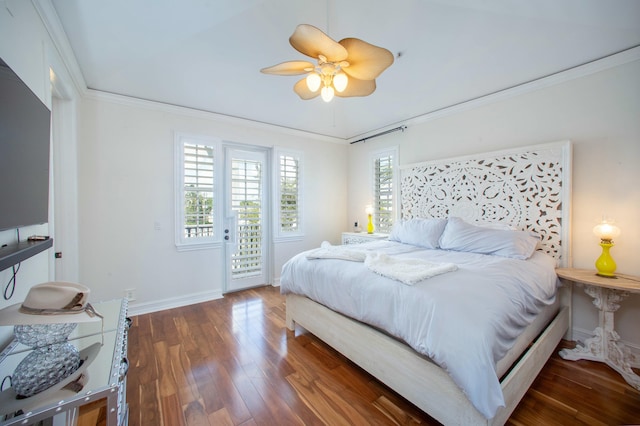 1970 S Dixie Hwy Unit R5, West Palm Beach, FL 33401 - bedroom with ceiling fan, access to exterior, wood finished floors, baseboards, and ornamental molding