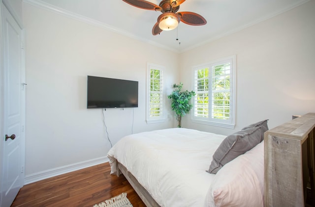 1970 S Dixie Hwy Unit R5, West Palm Beach, FL 33401 - bedroom featuring ceiling fan, baseboards, ornamental molding, and wood finished floors