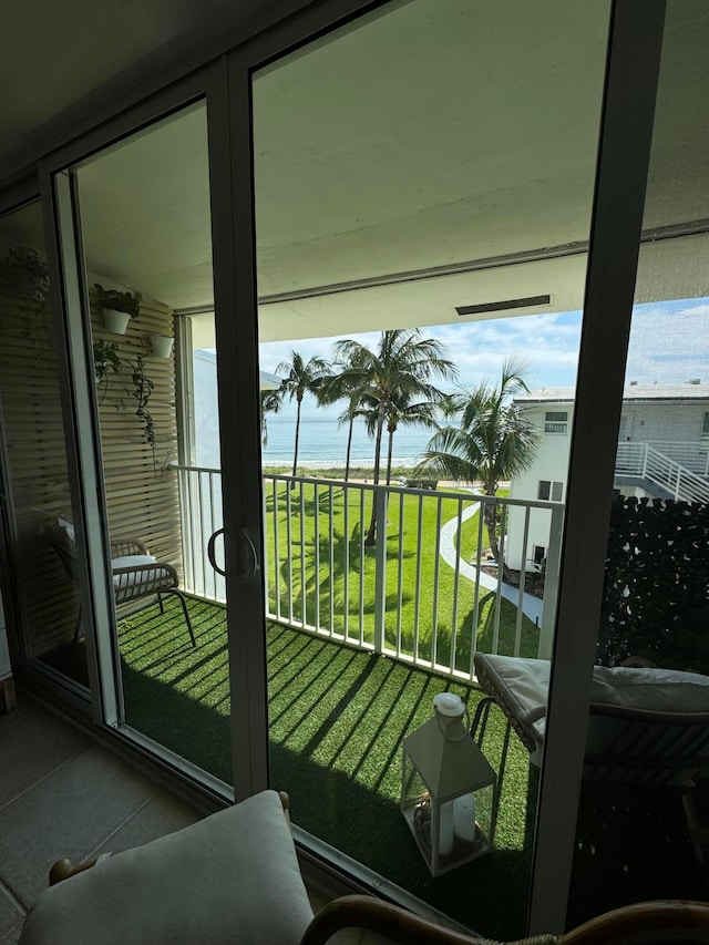 balcony with a water view