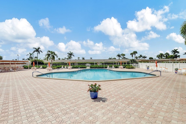 view of pool featuring a patio area