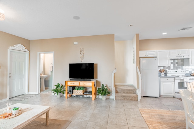 view of tiled living room