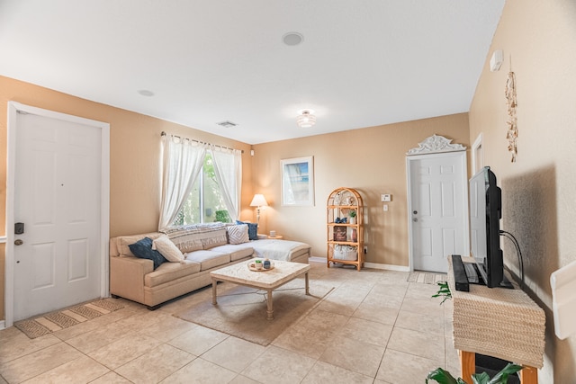 view of tiled living room