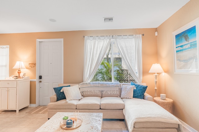 view of tiled living room