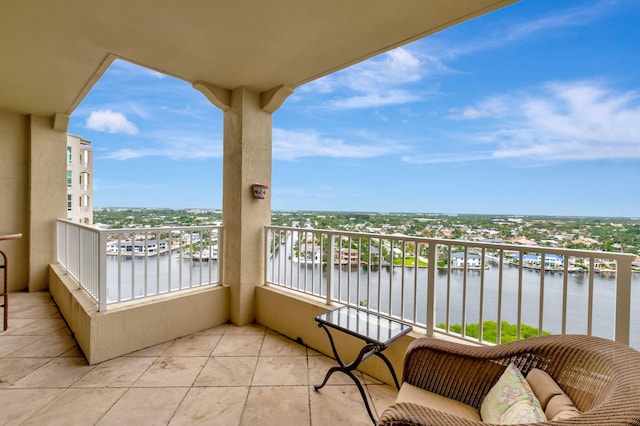 balcony with a water view