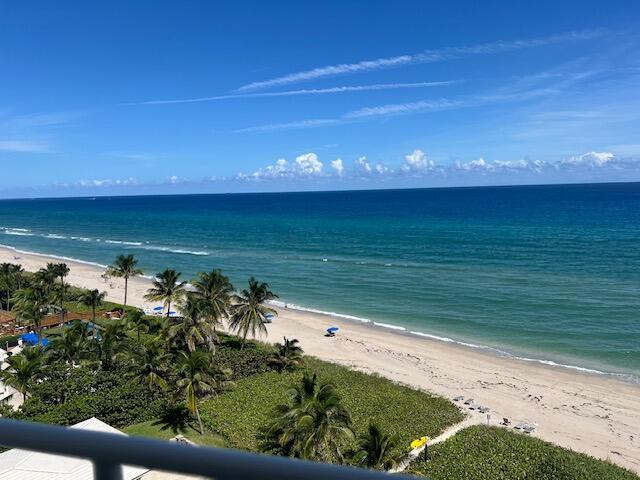 view of water feature with a view of the beach