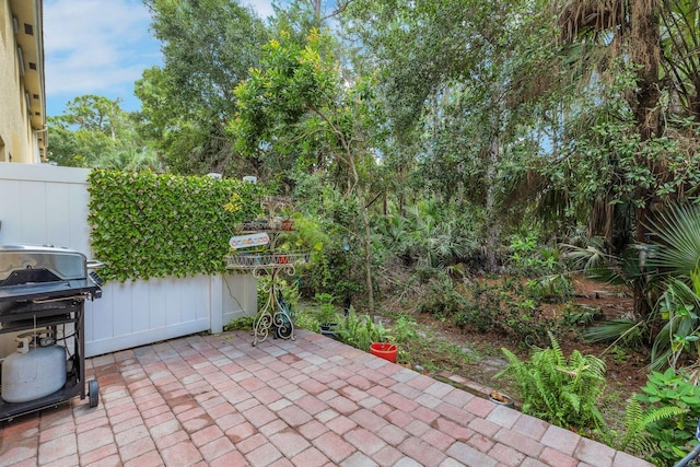 view of patio / terrace featuring a grill