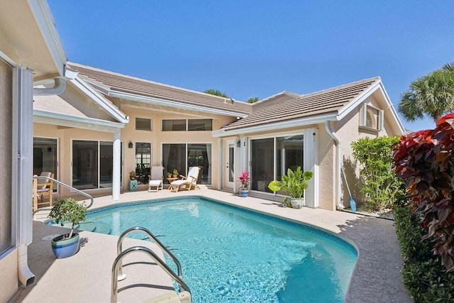 view of swimming pool with a patio