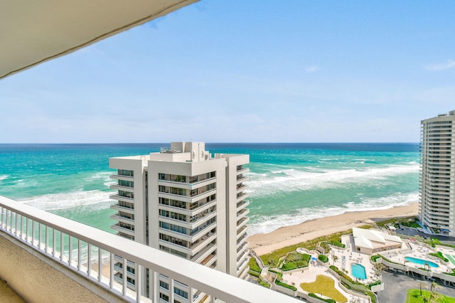 view of water feature with a view of the beach