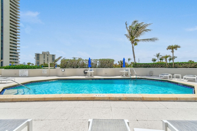 view of swimming pool featuring a patio