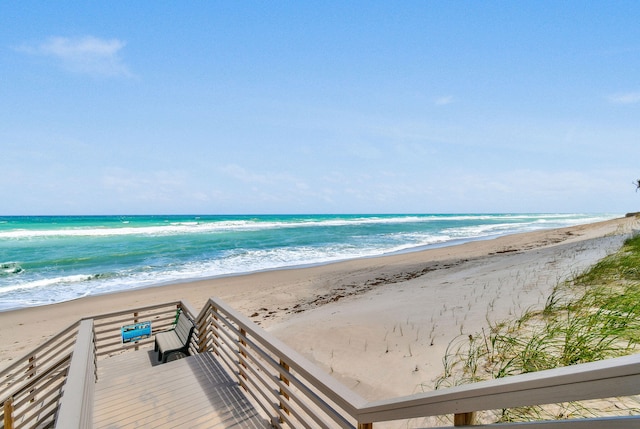 property view of water featuring a view of the beach