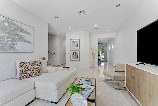 view of tiled living room