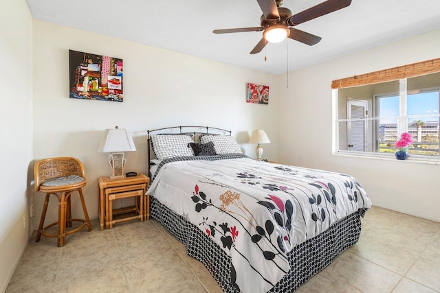 bedroom featuring ceiling fan