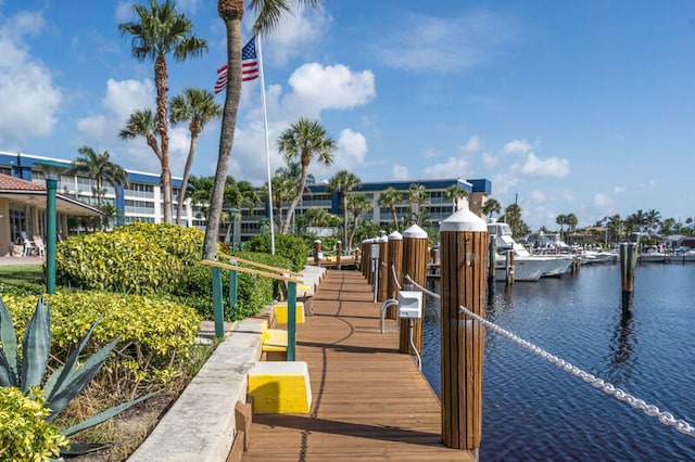 dock area featuring a water view