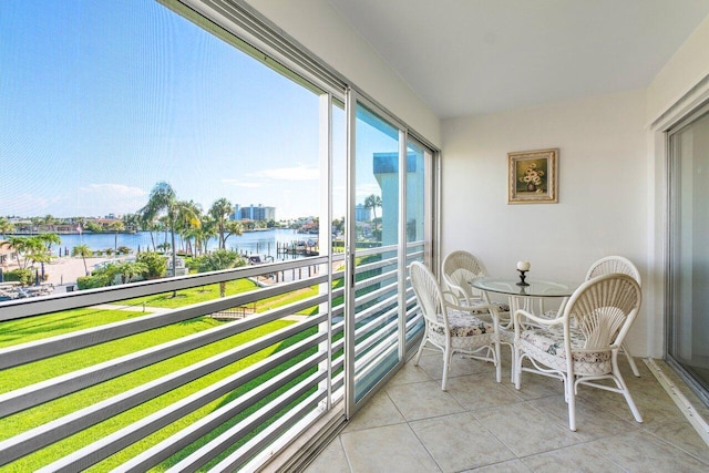 balcony with a water view