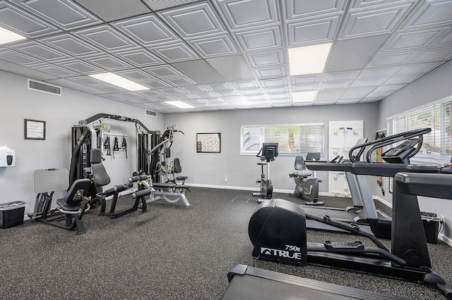 exercise room with a healthy amount of sunlight