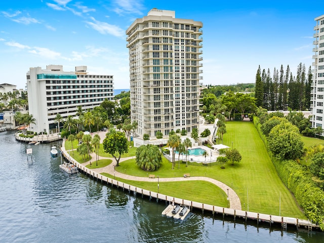 view of property with a water view