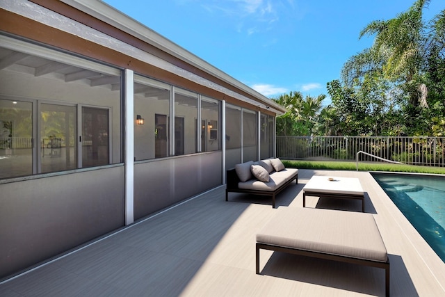 view of swimming pool with an outdoor living space