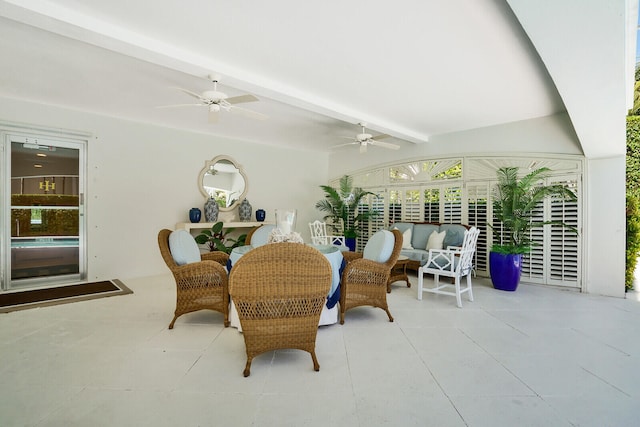 view of patio / terrace featuring an outdoor living space and ceiling fan