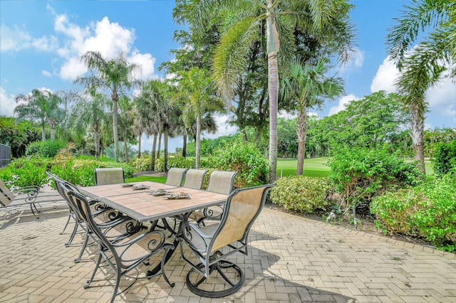 view of patio / terrace with a water view