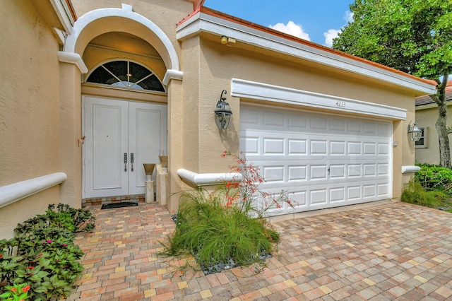 exterior space featuring a garage