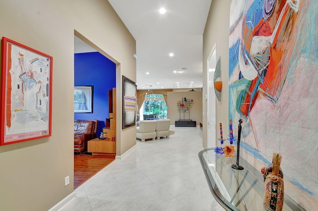 hallway featuring hardwood / wood-style flooring