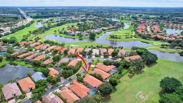 bird's eye view featuring a water view