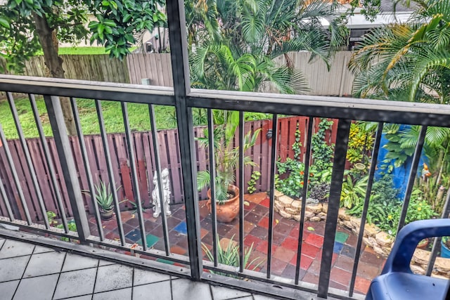 balcony with a patio area