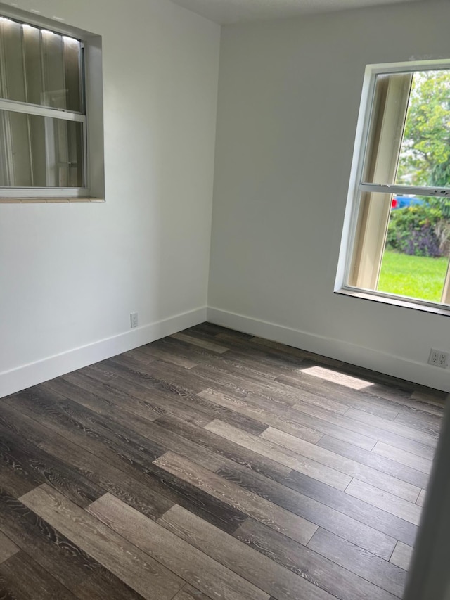 spare room with a healthy amount of sunlight and wood-type flooring