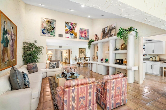 view of tiled living room