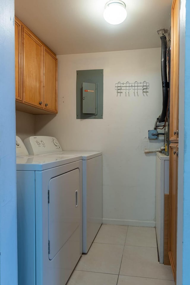 337 Knotty Pine Cir Unit D2, Greenacres, FL 33463 - clothes washing area featuring light tile patterned floors, electric panel, cabinet space, and washer and dryer